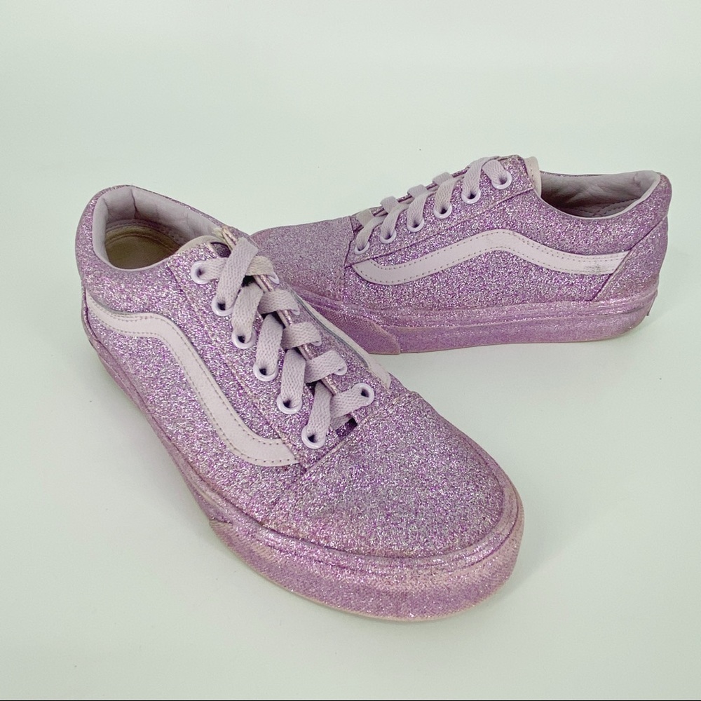 Vans Limited Edition Old School Rainbow Glitter Lavendar Glitter Skate Shoes